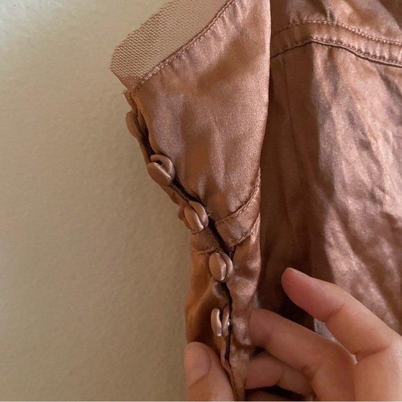 Abercrombie and Fitch rose red silk Y2K tank top with lace detailing - Picture 6 of 7